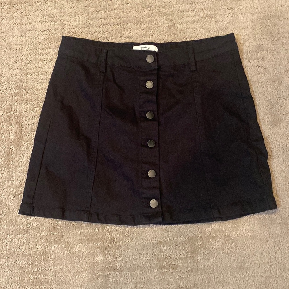 Forever 21 Black Denim Jean Skirt Sz 29